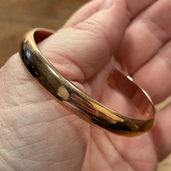 Paige Novick silver cuff bracelet copper finish color heavy metal artisan chic - Picture 6 of 7